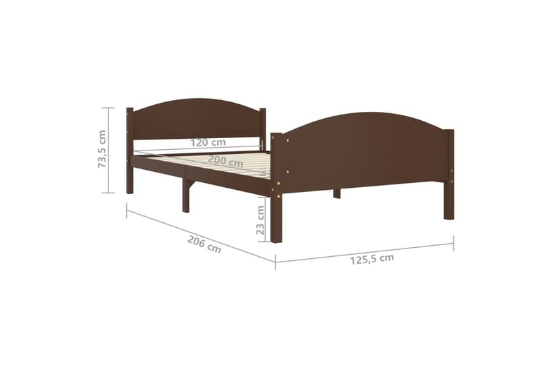 Sängynrunko tummanruskea täysi mänty 120x200 cm - Ruskea - Sänkykehikot & sängynrungot