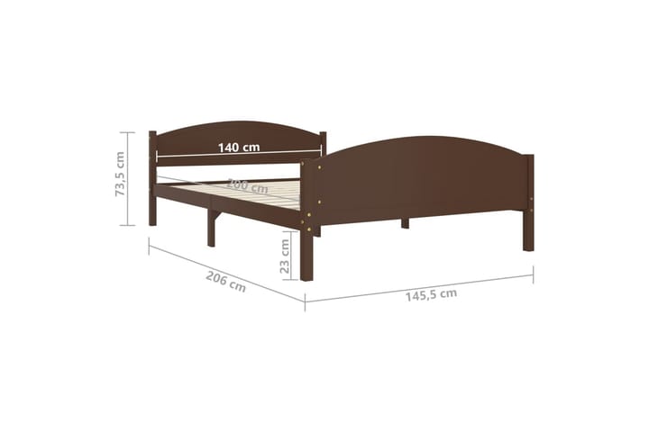 Sängynrunko tummanruskea täysi mänty 140x200 cm - Ruskea - Sänkykehikot & sängynrungot