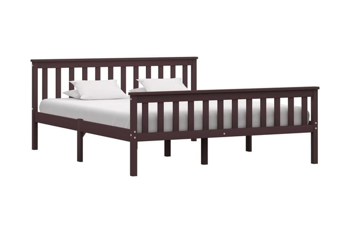 Sängynrunko tummanruskea täysi mänty 160x200 cm - Ruskea - Sänkykehikot & sängynrungot