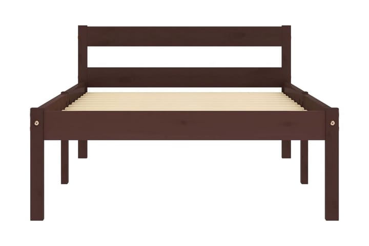 Sängynrunko tummanruskea täysi mänty 90x200 cm - Ruskea - Sänkykehikot & sängynrungot
