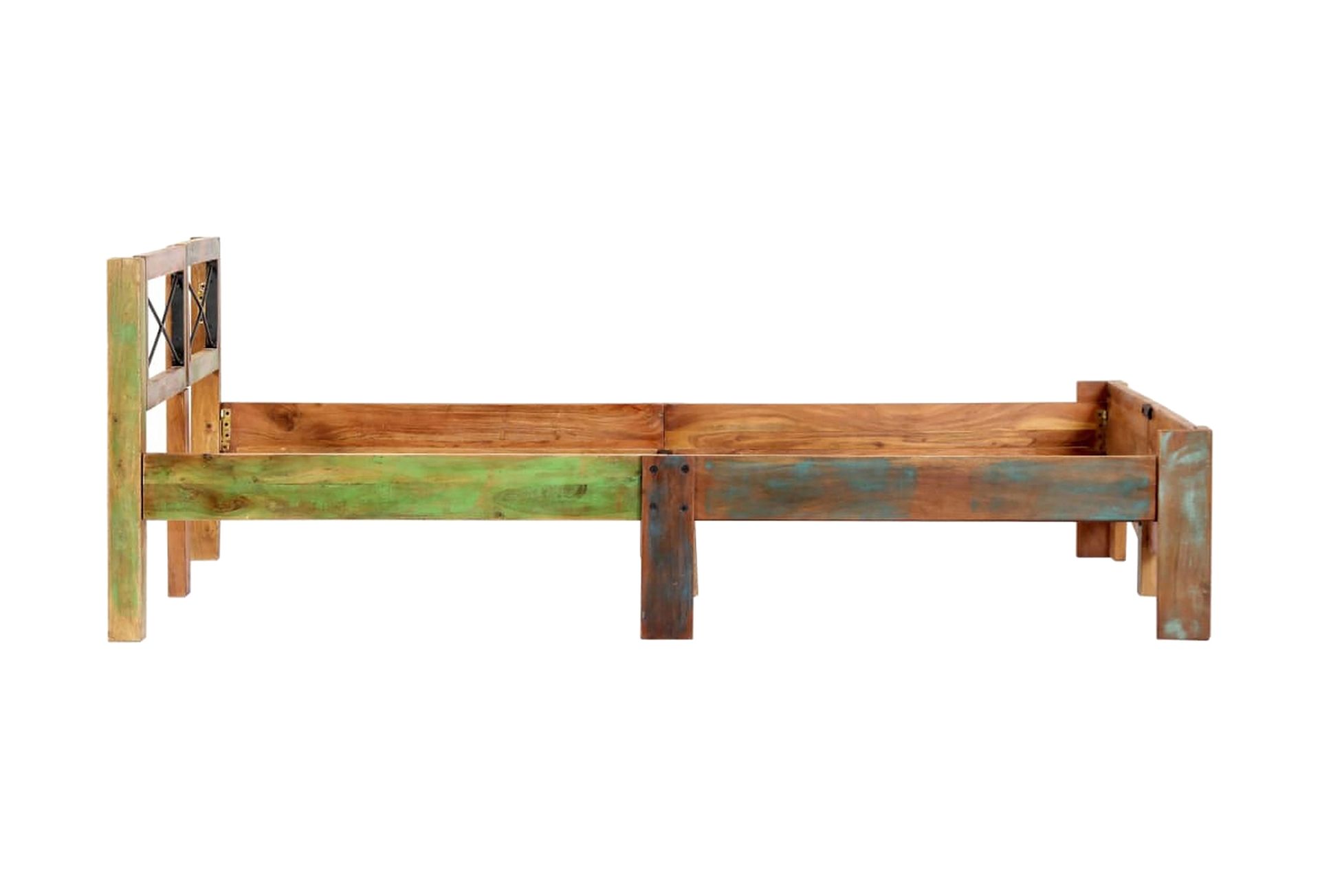 Sängynrunko uusiokäytetty puu 140x200 cm - Monivärinen - Huonekalut - Sänky - Sänkykehikot & sängynrungot