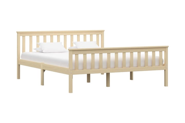 Sängynrunko vaalea täysi mänty 160x200 cm - Ruskea - Sänkykehikot & sängynrungot