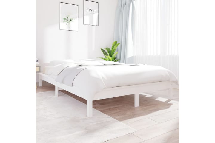 Sängynrunko valkoinen 120x200 cm täysi mänty - Valkoinen - Sänkykehikot & sängynrungot