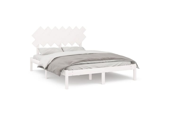 Sängynrunko valkoinen 140x200 cm täysi puu - Valkoinen - Sänkykehikot & sängynrungot