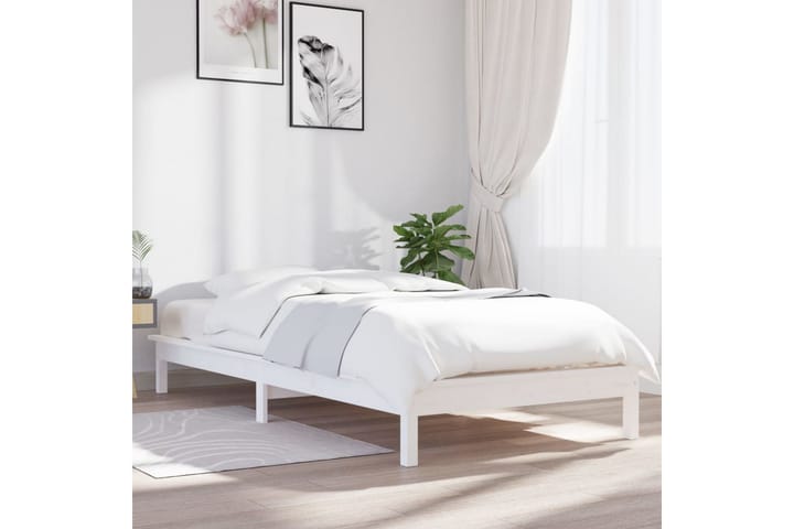 Sängynrunko valkoinen 90x200 cm täysi mänty - Valkoinen - Sänkykehikot & sängynrungot