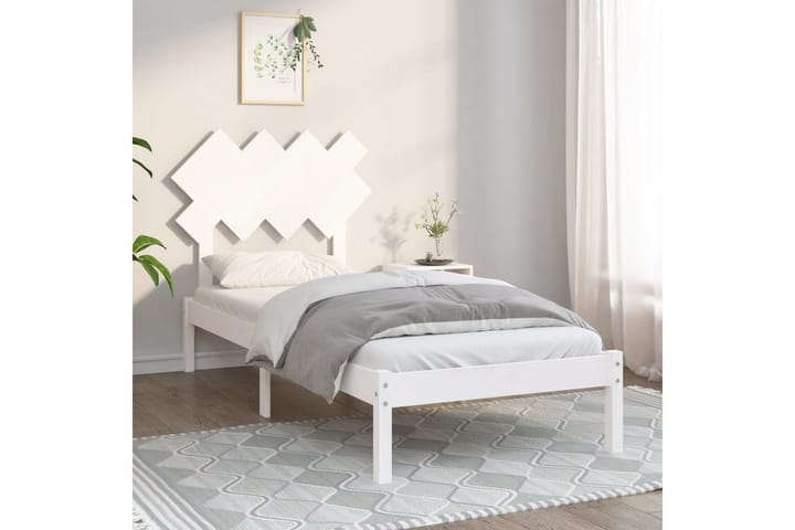 Sängynrunko valkoinen 90x200 cm täysi puu - Valkoinen - Sänkykehikot & sängynrungot
