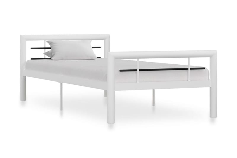 Sängynrunko valkoinen ja musta metalli 100x200 cm - Valkoinen - Huonekalut - Sänky - Sänkykehikot & sängynrungot