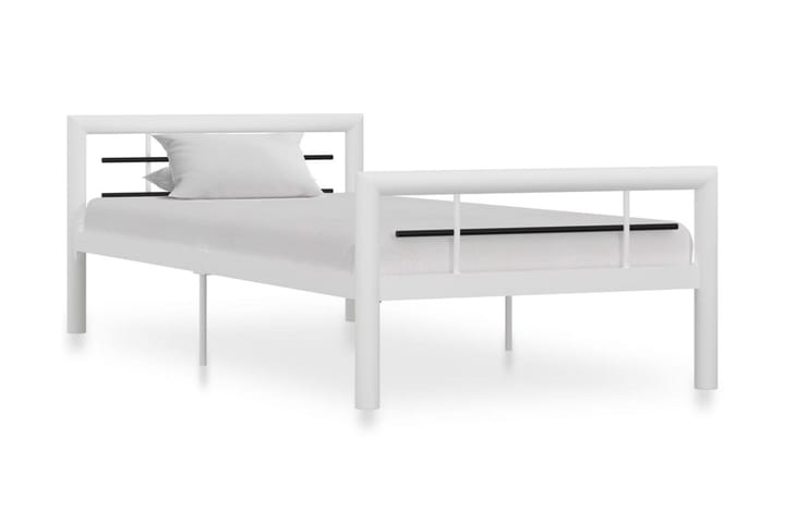Sängynrunko valkoinen ja musta metalli 100x200 cm - Valkoinen - Sänkykehikot & sängynrungot