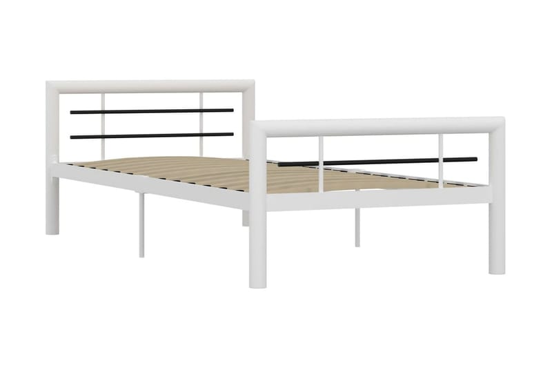 Sängynrunko valkoinen ja musta metalli 100x200 cm - Valkoinen - Huonekalut - Sänky - Sänkykehikot & sängynrungot