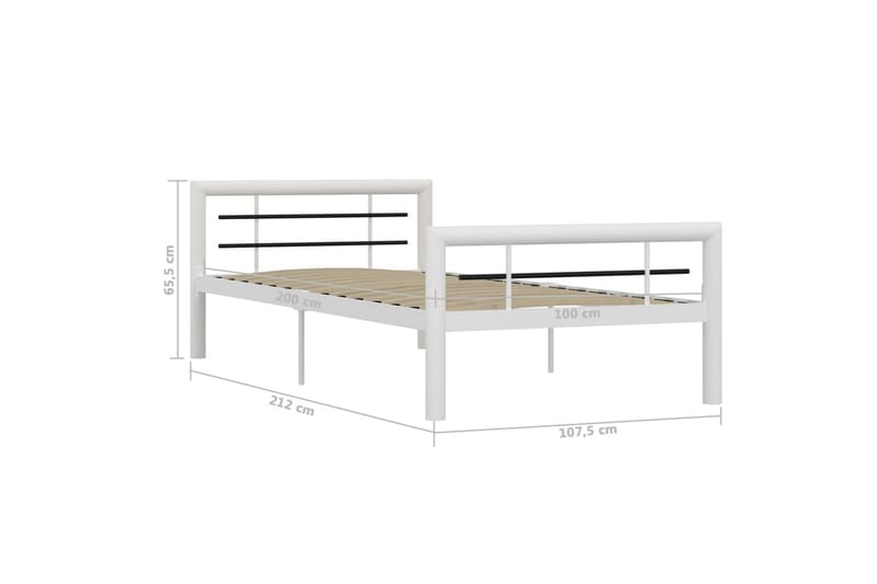 Sängynrunko valkoinen ja musta metalli 100x200 cm - Valkoinen - Huonekalut - Sänky - Sänkykehikot & sängynrungot