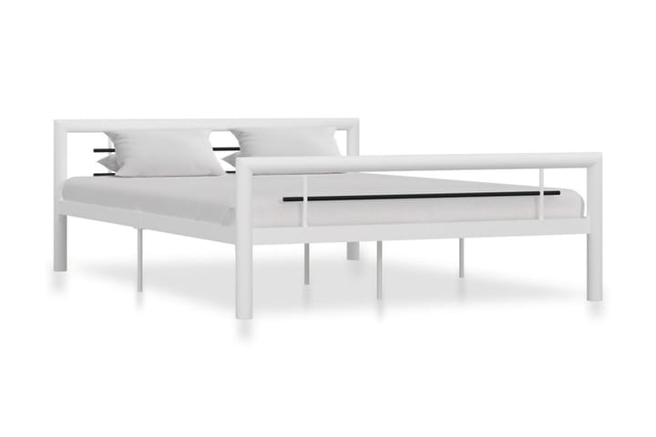 Sängynrunko valkoinen ja musta metalli 120x200 cm - Valkoinen - Sänkykehikot & sängynrungot