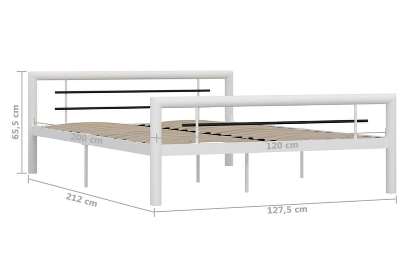 Sängynrunko valkoinen ja musta metalli 120x200 cm - Valkoinen - Huonekalut - Sänky - Sänkykehikot & sängynrungot
