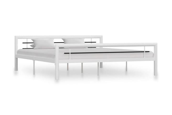 Sängynrunko valkoinen ja musta metalli 180x200 cm - Valkoinen - Sänkykehikot & sängynrungot
