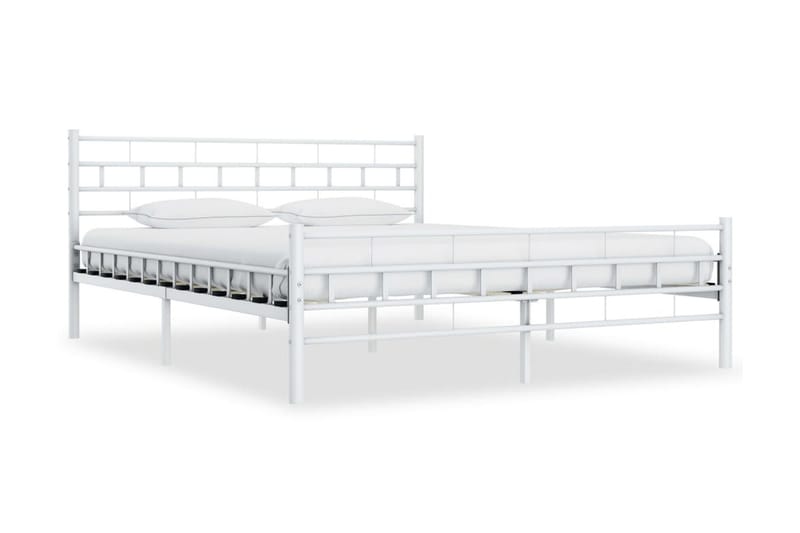 Sängynrunko valkoinen metalli 200x200 cm - Valkoinen - Huonekalut - Sänky - Sänkykehikot & sängynrungot