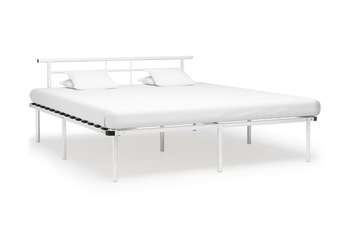 Sängynrunko valkoinen metalli 200x200 cm - Sänkykehikot & sängynrungot