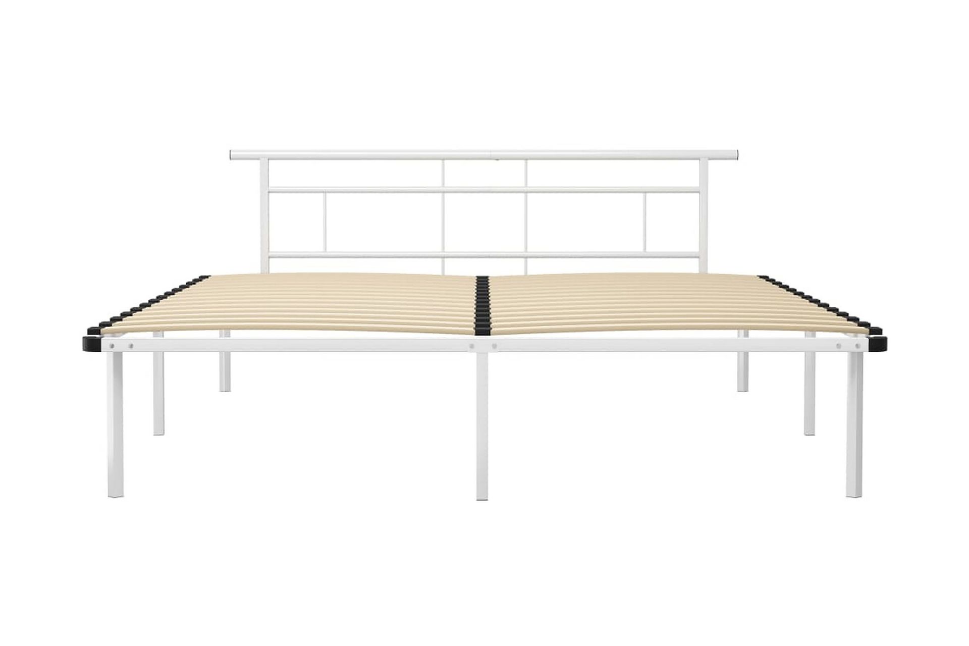 Sängynrunko valkoinen metalli 200x200 cm - Huonekalut - Sänky - Sänkykehikot & sängynrungot