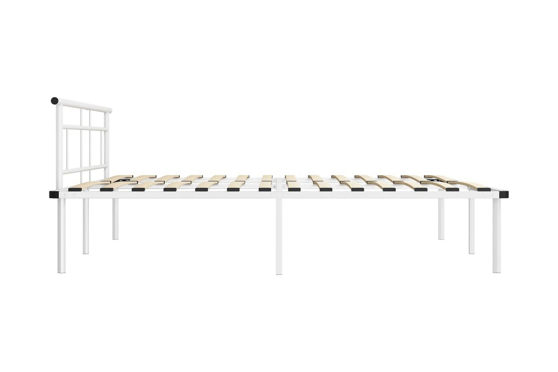 Sängynrunko valkoinen metalli 200x200 cm - Huonekalut - Sänky - Sänkykehikot & sängynrungot