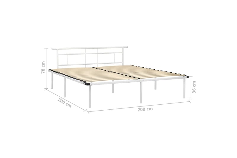 Sängynrunko valkoinen metalli 200x200 cm - Huonekalut - Sänky - Sänkykehikot & sängynrungot