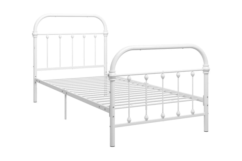 Sängynrunko valkoinen metalli 90x200 cm - Valkoinen - Huonekalut - Sänky - Sänkykehikot & sängynrungot