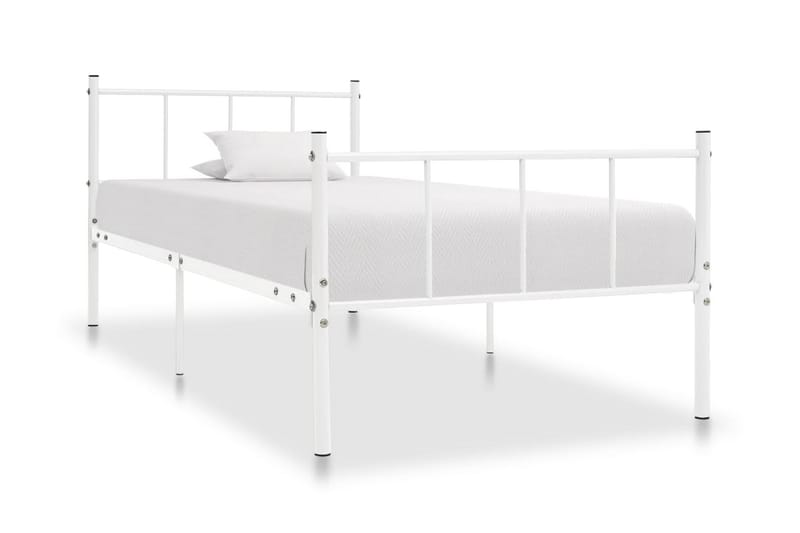 Sängynrunko valkoinen metalli 90x200 cm - Valkoinen - Huonekalut - Sänky - Sänkykehikot & sängynrungot
