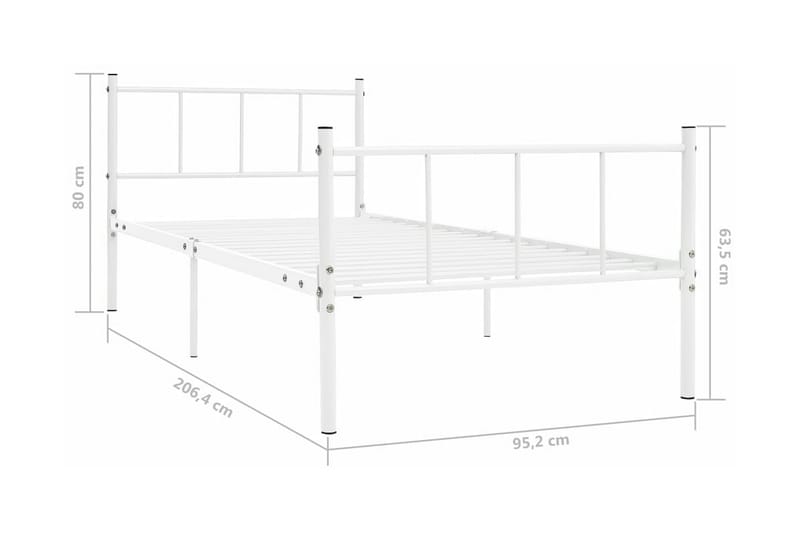 Sängynrunko valkoinen metalli 90x200 cm - Valkoinen - Huonekalut - Sänky - Sänkykehikot & sängynrungot