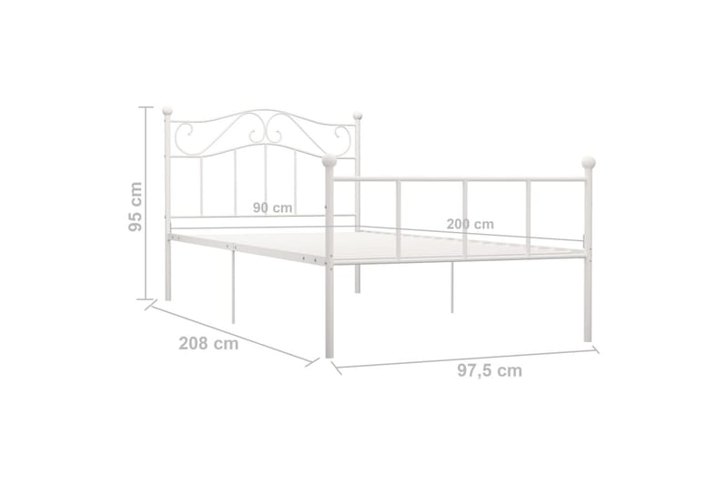 Sängynrunko valkoinen metalli 90x200 cm - Huonekalut - Sänky - Sänkykehikot & sängynrungot