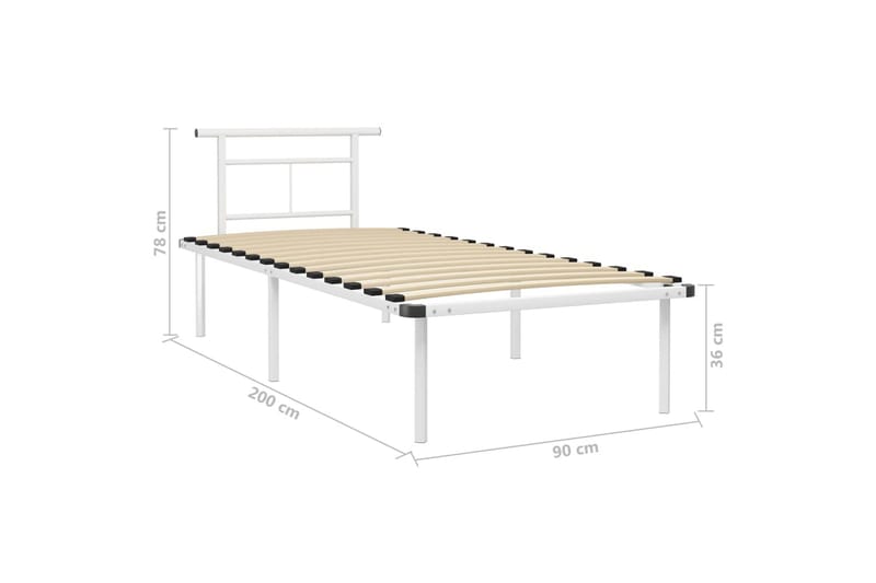 Sängynrunko valkoinen metalli 90x200 cm - Huonekalut - Sänky - Sänkykehikot & sängynrungot