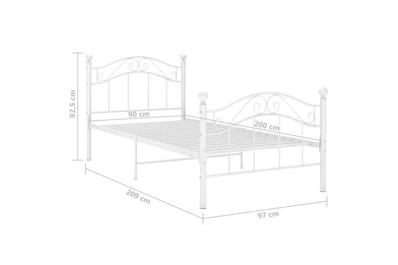Sängynrunko valkoinen metalli 90x200 cm - Huonekalut - Sänky - Sänkykehikot & sängynrungot