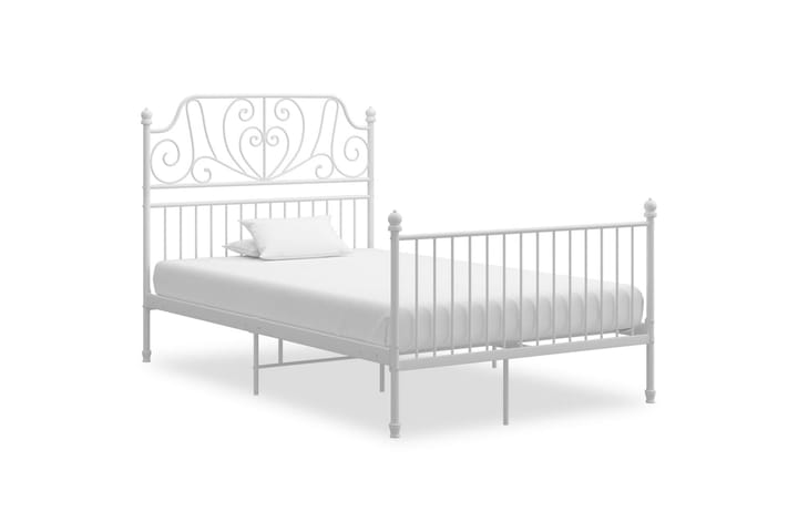 Sängynrunko valkoinen metalli ja vaneri 120x200 cm - Valkoinen - Sänkykehikot & sängynrungot