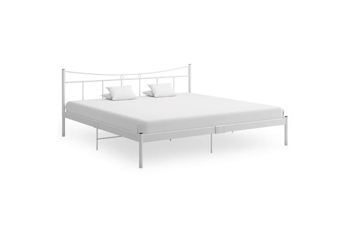 Sängynrunko valkoinen metalli ja vaneri 200x200 cm - Sänkykehikot & sängynrungot