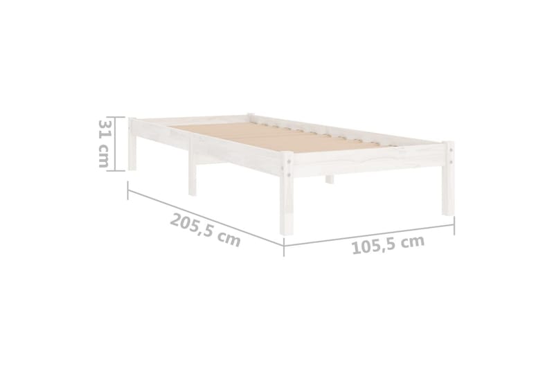 Sängynrunko valkoinen täysi mänty 100x200 cm - Valkoinen - Huonekalut - Sänky - Sänkykehikot & sängynrungot