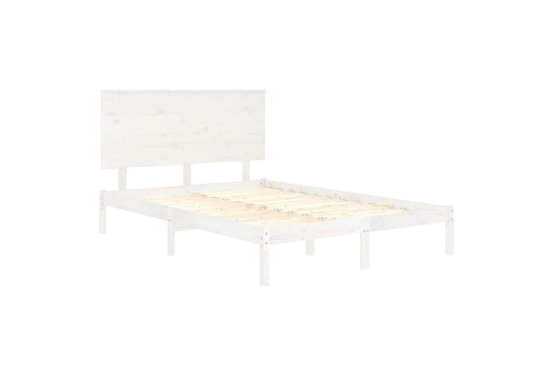 Sängynrunko valkoinen täysi mänty 120x200 cm - Valkoinen - Huonekalut - Sänky - Sänkykehikot & sängynrungot