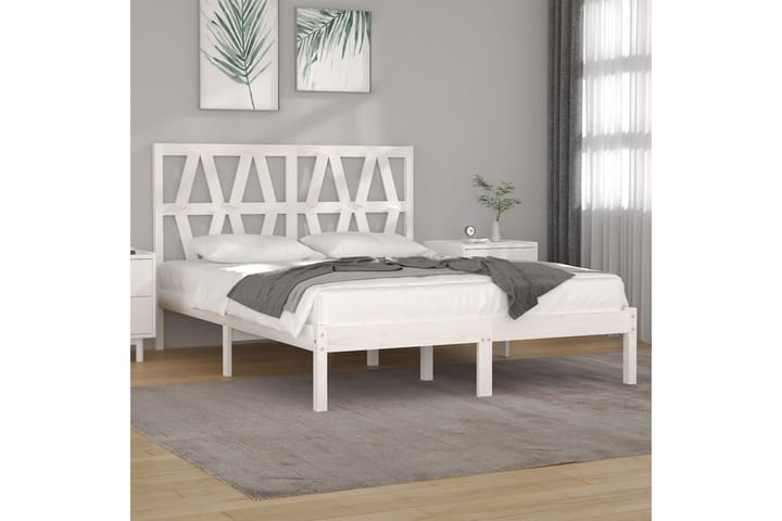 Sängynrunko valkoinen täysi mänty 120x200 cm - Valkoinen - Sänkykehikot & sängynrungot