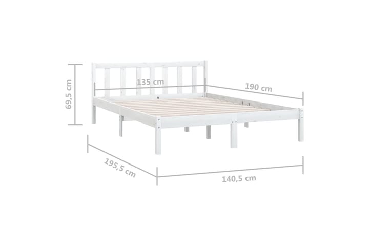 Sängynrunko valkoinen täysi mänty 135x190 cm UK Double - Sänkykehikot & sängynrungot