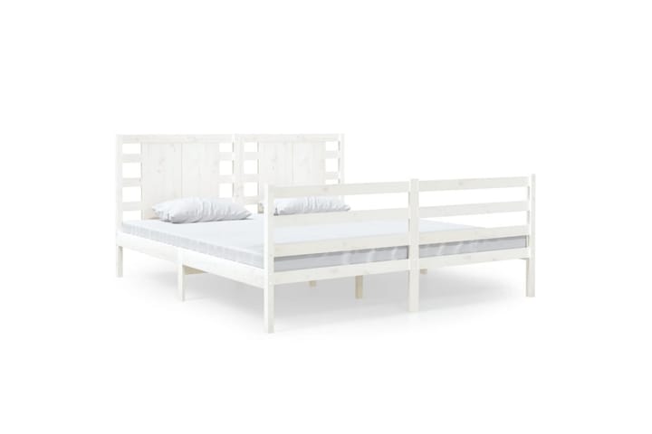 Sängynrunko valkoinen täysi mänty 140x190 cm - Valkoinen - Sänkykehikot & sängynrungot