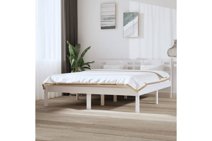 Sängynrunko valkoinen täysi mänty 140x200 cm - Valkoinen - Sänkykehikot & sängynrungot