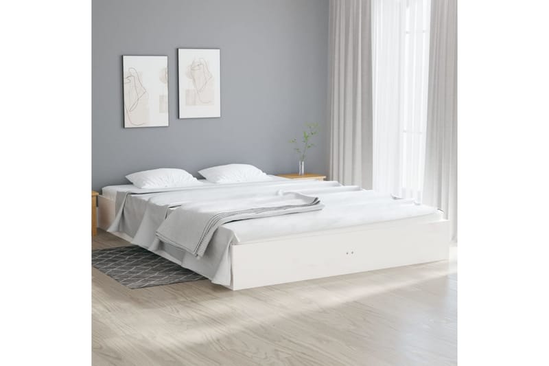 Sängynrunko valkoinen täysi mänty 150x200 cm 5FT King Size - Valkoinen - Huonekalut - Sänky - Sänkykehikot & sängynrungot