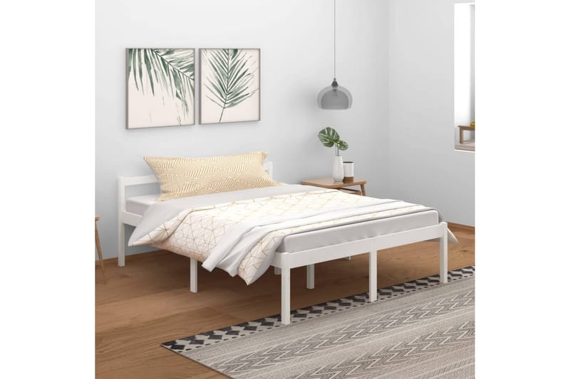 Sängynrunko valkoinen täysi mänty 150x200 cm 5FT King - Valkoinen - Huonekalut - Sänky - Sänkykehikot & sängynrungot