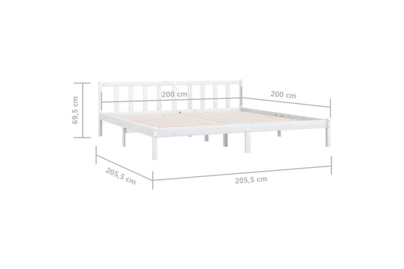 Sängynrunko valkoinen täysi mänty 200x200 cm - Valkoinen - Huonekalut - Sänky - Sänkykehikot & sängynrungot