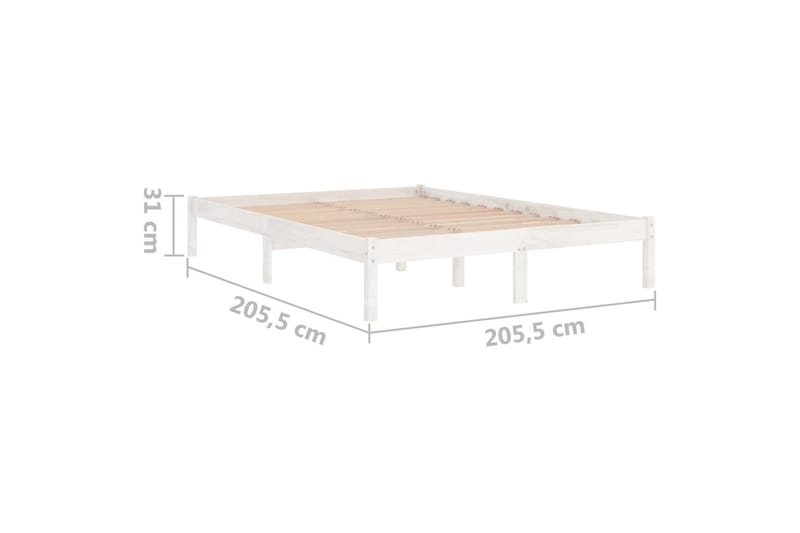 Sängynrunko valkoinen täysi mänty 200x200 cm - Valkoinen - Huonekalut - Sänky - Sänkykehikot & sängynrungot