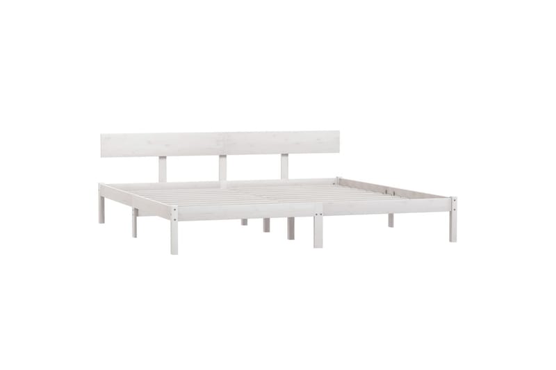 Sängynrunko valkoinen täysi mänty 200x200 cm - Valkoinen - Huonekalut - Sänky - Sänkykehikot & sängynrungot