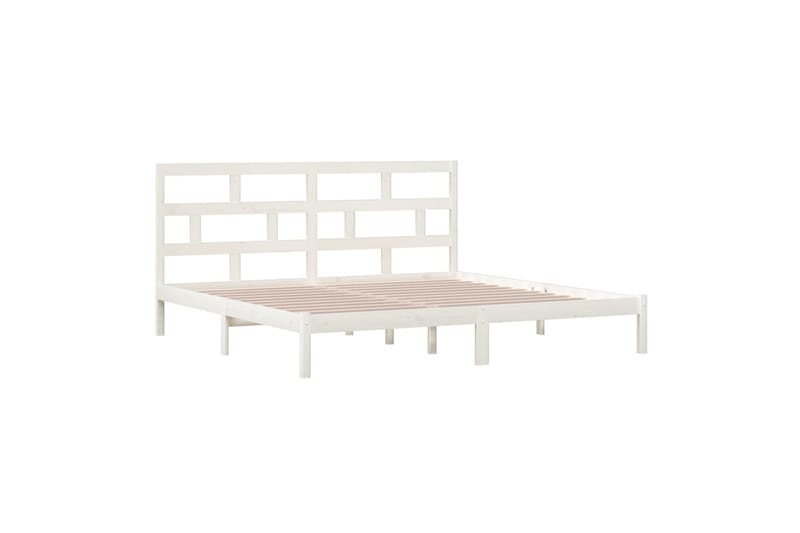 Sängynrunko valkoinen täysi mänty 200x200 cm - Valkoinen - Huonekalut - Sänky - Sänkykehikot & sängynrungot