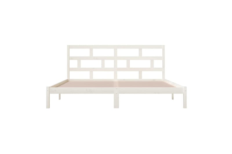 Sängynrunko valkoinen täysi mänty 200x200 cm - Valkoinen - Huonekalut - Sänky - Sänkykehikot & sängynrungot