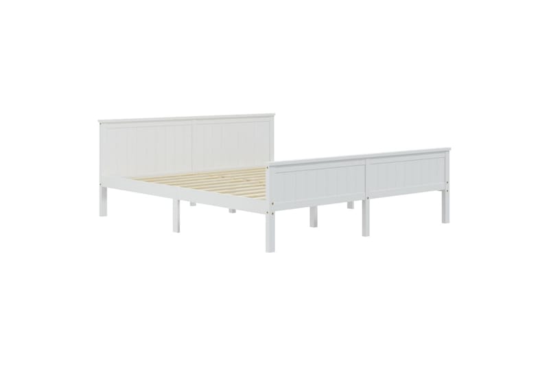 Sängynrunko valkoinen täysi mänty 200x200 cm - Valkoinen - Huonekalut - Sänky - Sänkykehikot & sängynrungot