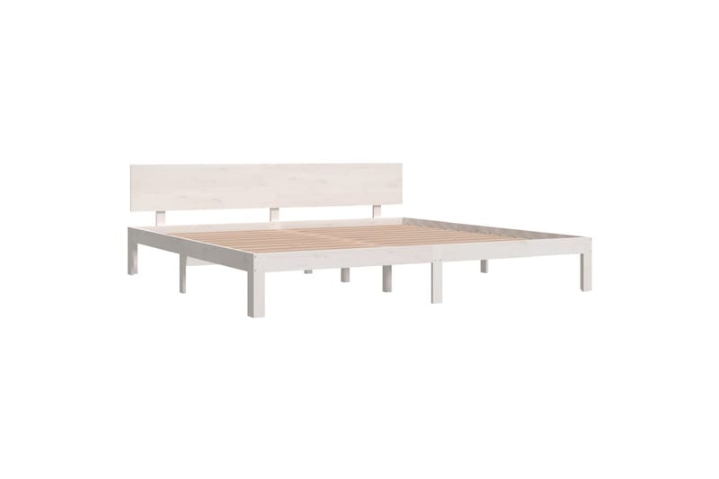 Sängynrunko valkoinen täysi mänty 200x200 cm - Valkoinen - Huonekalut - Sänky - Sänkykehikot & sängynrungot