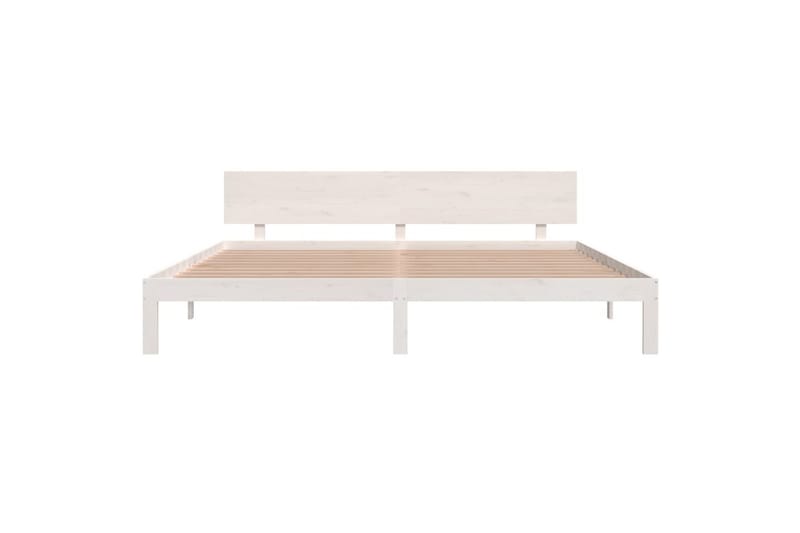 Sängynrunko valkoinen täysi mänty 200x200 cm - Valkoinen - Huonekalut - Sänky - Sänkykehikot & sängynrungot