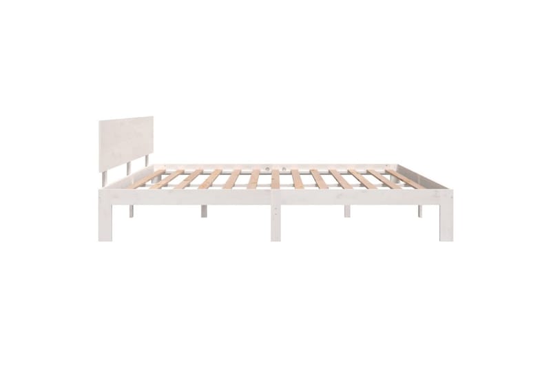 Sängynrunko valkoinen täysi mänty 200x200 cm - Valkoinen - Huonekalut - Sänky - Sänkykehikot & sängynrungot