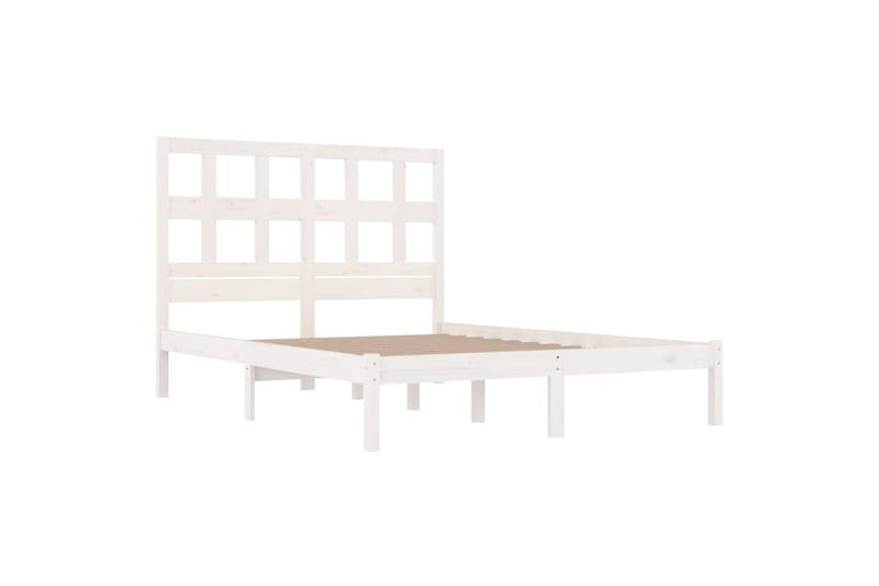 Sängynrunko valkoinen täysi mänty 200x200 cm - Valkoinen - Huonekalut - Sänky - Sänkykehikot & sängynrungot