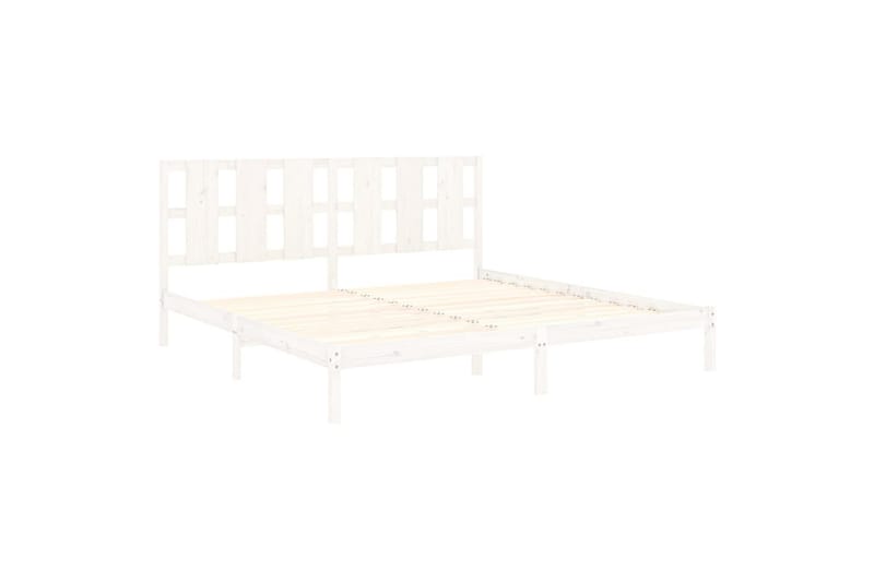 Sängynrunko valkoinen täysi mänty 200x200 cm - Valkoinen - Huonekalut - Sänky - Sänkykehikot & sängynrungot