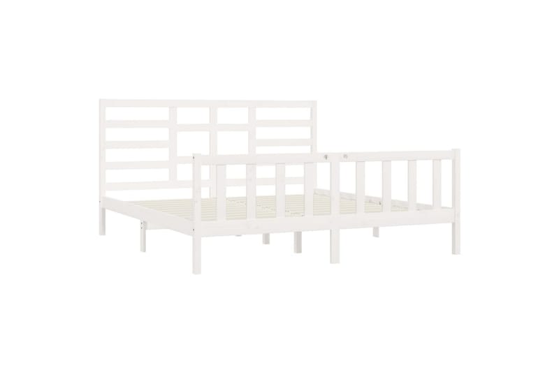 Sängynrunko valkoinen täysi mänty 200x200 cm - Valkoinen - Huonekalut - Sänky - Sänkykehikot & sängynrungot
